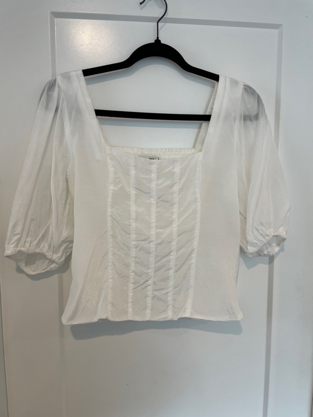 Satin puff sleeve corset top